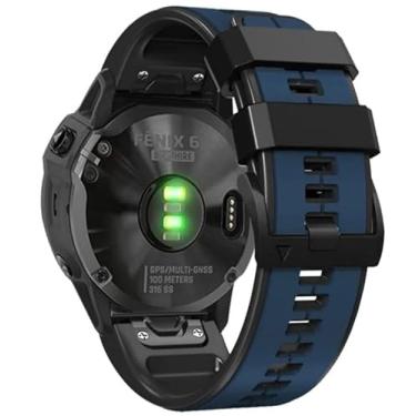 Imagem de Pulseira Relógio Silicone 26mm para Garmin Fenix 5x 6x 7x.LC31 (Azul com preto)