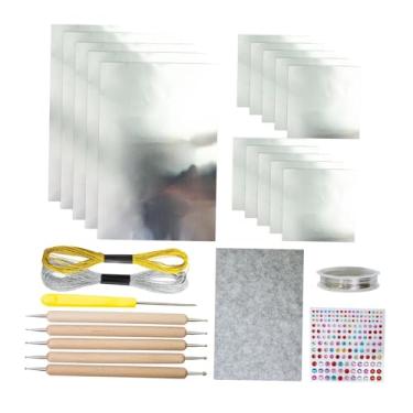 Imagem de Fancyes Kit de em Folha Metalizada, Conjunto de Artesanato com Fios, Adesivos e Acessórios Decorativos para Enfeites de Natal, Prata