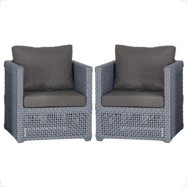 Imagem de 2 Poltronas Madri Alumínio Corda Náutica Estofado 11 Trama Prata