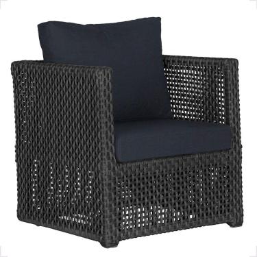 Imagem de 1 Poltrona Madri Alumínio Corda Náutica Estofado 12 Trama Preto