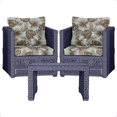 Imagem de Mesa E 2 Poltronas Madri Corda Náutica Estofado 6 Trama Azul