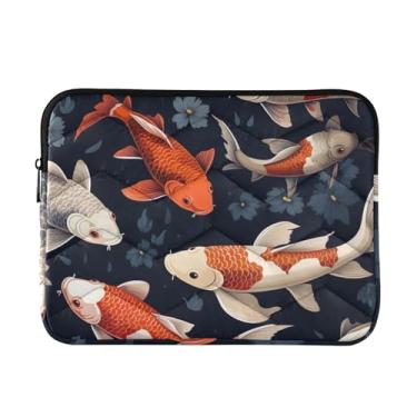 Imagem de Capas para laptop 13, 13,3, 35 cm, Koi Fish, preta, à prova de choque, capa protetora para notebook fina para computador