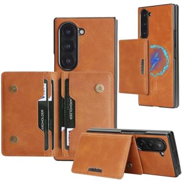 Imagem de Ysnzaq Capa carteira para Samsung Galaxy Z Fold 7 com porta-cartões para mulheres e homens, capa de telefone de couro PU 2 em 1 destacável com suporte magnético à prova de choque para Samsung Z Fold7