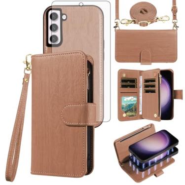 Imagem de Asuwish Capa de celular para Samsung Galaxy S23 5G carteira com zíper destacável com protetor de tela de vidro temperado alça transversal suporte para cartão S 23 23S GS23 G5 SM-S911U 6,1 polegadas