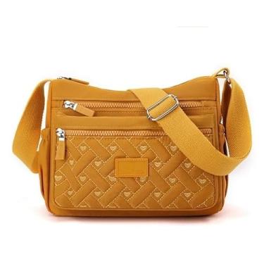 Imagem de GTIANHE-TAN Bolsa tiracolo feminina à prova d'água cor sólida preta rosa casual bolsa mensageiro, Ouro escuro, One Size