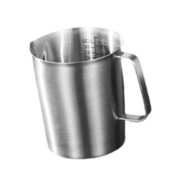 Imagem de FytStycale Copo medidor de aço inoxidável, recipiente com marcações e alça, copo para espumar leite, jarra de mistura para cozinha, ideal para confeitaria, 1000ml
