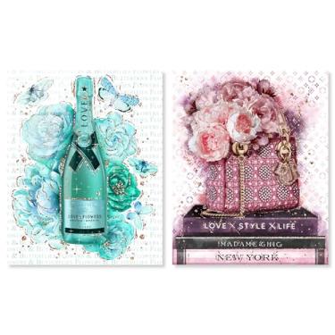 Imagem de Conjunto de 2 decoração de parede com impressão acrílica glamourosa parisiense blush da Art Remedy, pronto para pendurar, 40 x 50 cm