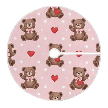 Imagem de Blueangle Saia de árvore de ursinhos de pelúcia marrom de 90 cm - decoração de árvore de feriado de poliéster macio resistente a rugas (546)