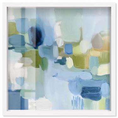 Imagem de Flow of Calm II Shadowbox Print Coastal Wall Art por Art Remedy, moldura branca, 33 x 33