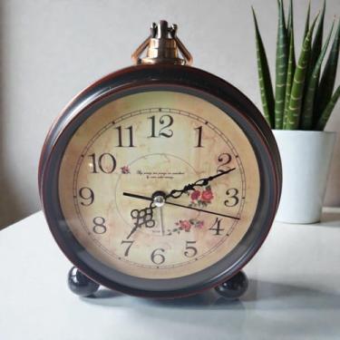 Imagem de Relógio de Mesa Despertador Retro Antigo Clássico em Metal Analógico Super Silencioso