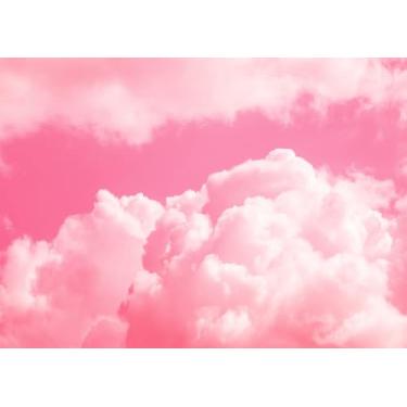 Imagem de DePhoto Céu rosa, nuvens brancas, fundo abstrato, rosa, para bebês, meninas, aniversário, chá de bebê, decoração de festa de estúdio fotográfico, adereços de vinil