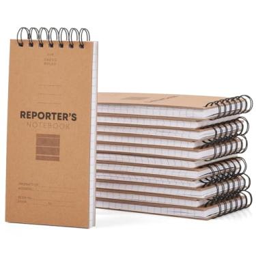 Imagem de Paper Junkie Caderno do repórter, pacote com 12, 20 x 10 cm – Bloco de notas espiral encadernado na parte superior Kraft com 70 folhas cada – Diário compacto e durável para jornalistas, estudantes