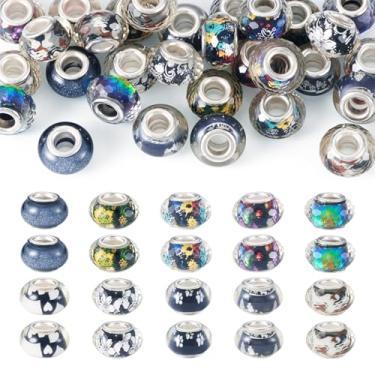 Imagem de 30 peças de contas europeias de resina transparente com furos grandes Rondelle espaçadores soltos para canetas com contas, decoração de chaveiros, pulseira faça você mesmo, pulseira para fabricação de