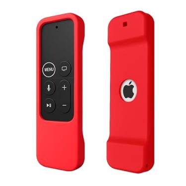 Imagem de IRAINSUN Capa de silicone compatível com Apple TV Siri Remote 1ª geração, capa protetora antiderrapante à prova de choque para Apple TV HD/4K Remote (2015/2017) (vermelho)