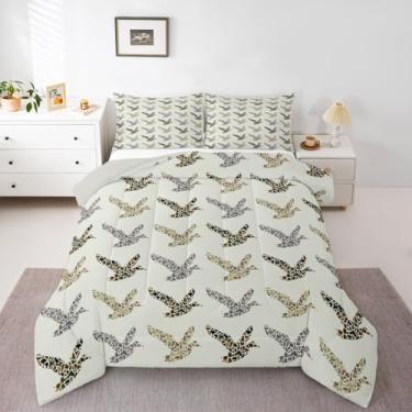 Imagem de Feelyou Jogo de cama casal camuflado com estampa de pato selvagem, caçador, pato voador, para meninos e adolescentes, com 1 edredom e 2 fronhas