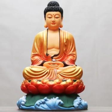 Imagem de FENNYYAR Ornamento de escultura Tathagata estátua de Buda de resina, 30 cm 30 cm, decoração de artesanato doméstico