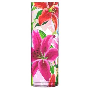 Imagem de CEBUGI Vaso de flor de lírio 10 x 30 cm, vaso cilíndrico para flores, vaso transparente inquebrável para decoração de casa de festa de casamento