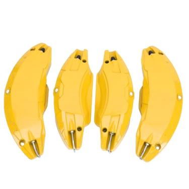 Imagem de Jiawu Capas para pinças de freio, conjunto de capas para cubos de roda dianteiros e traseiros de liga de alumínio para rodas Juniper 2025 2026 de 19 pol. e 20 pol., com adesivos (Amarelo)