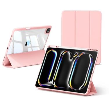 Imagem de Smartdevil Capa para iPad Pro 13 polegadas 2024 (M4,7ª geração) com suporte para lápis, capa fina com três dobras com parte traseira rígida transparente, proteção antidobra, despertar/hibernar