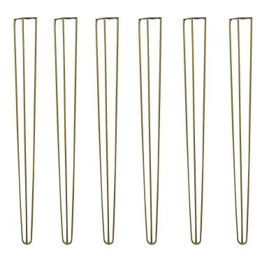 Imagem de Kit 6 Pés De Metal 90 Cm Hairpin Legs Aparador E Mesa De Canto Dourado G41