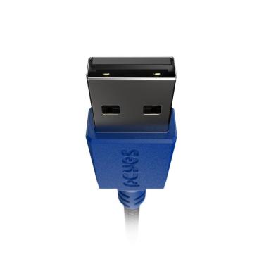 Imagem de Cabo Micro USB para USB a 2.0 - Conector Azul - P/ PS4 - 3M - NYLON - PMUAN-3A
