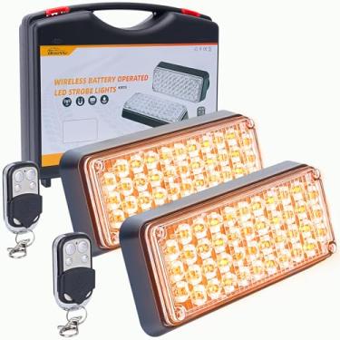 Imagem de BooYu Luz estroboscópica magnética âmbar intermitente/com controle sem fio, luzes de farol de segurança de LED recarregáveis, mini barra de luz de aviso de emergência portátil para veículos, caminhões