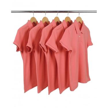 Imagem de Kit 5 Camisas Gola Polo Piquet Feminina Lisa-Feminino