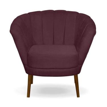 Imagem de Poltrona Cadeira Pétala Flor Decorativa Suede Bordô - Kibarato Móveis