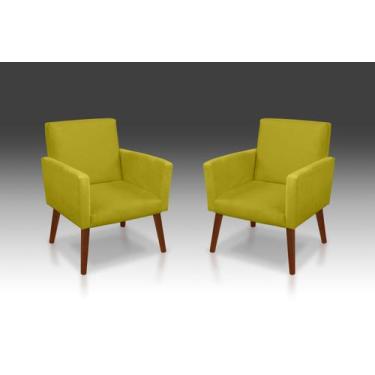 Imagem de Kit 02 Poltrona Nina suede Amarelo-Modena Decor  - CASA DA POLTRONA