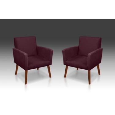Imagem de Kit 02 Poltrona Nina Suede Bordo- Modena Decor  - CASA DA POLTRONA