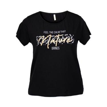 Imagem de Blusa Feminina Plus Size Rechsul Estampa Frontal Preto-Feminino