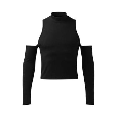 Imagem de Camiseta Casual De Manga Longa Com Decote Alto Para Homens, Estilo Chi