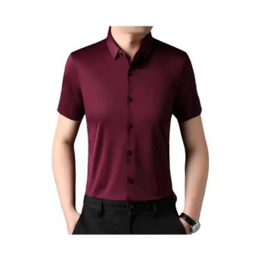 Imagem de Camisa Casual De Negócios Masculina De Manga Curta Em Cor Sólida Com A