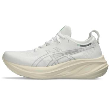 Imagem de ASICS Tênis de corrida feminino Gel-Nimbus 26, Branco/branco, 12.5