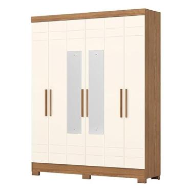 Imagem de Guarda Roupa Casal B369 Nature Off White Henn com Espelho - Briz Móveis