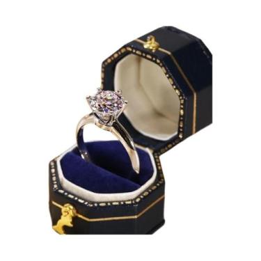 Imagem de Anel De Noivado E Casamento Feminino Em Prata Com Zircônia AAAA De 7mm