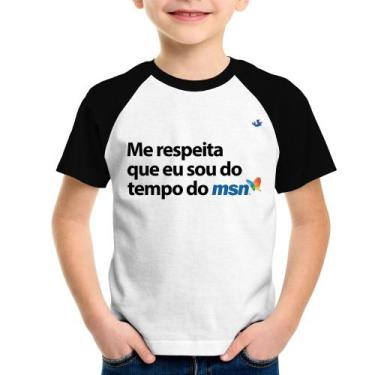 Imagem de Camiseta Raglan Infantil Me respeita que eu sou da época do msn - Foca