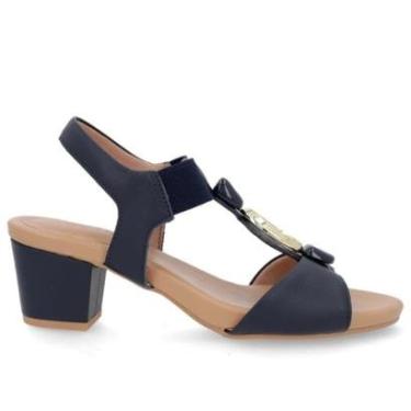 Imagem de Sandália Feminina Usaflex Y8220 Couro Salto Bloco-Feminino
