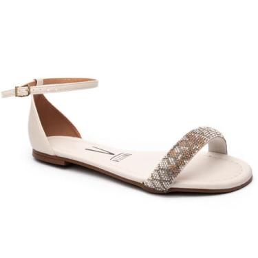 Imagem de Rasteira Vizzano Tira Strass Traseiro Fechado Feminina - Branco - 33