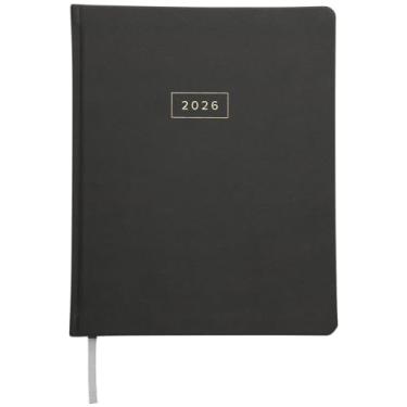 Imagem de WORLD TRAVELER Agenda 2026 semanal e mensal – 20 x 25 cm, capa dura, agenda de janeiro e dezembro, agenda diária 2026, tamanho 20 x 25, cinza escuro