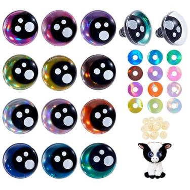 Imagem de PH PandaHall 12 pares de olhos de segurança Kawaii, 2,5 cm de resina para artesanato, 12 cores, olhos de bichinho de pelúcia amigurumi, desenho animado, crochê para crochê, amigurumi, ursinho de