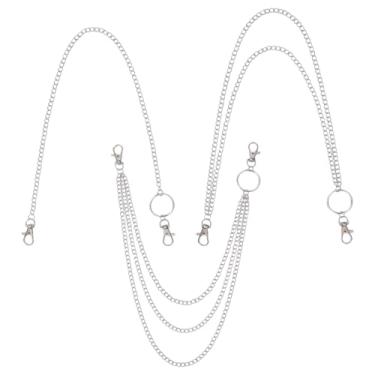 Imagem de NICENEEDED 3 peças correntes de bolso para jeans, calças de motoqueiro punk de metal com fechos lagosta, correntes em camadas de calças grossas prateadas, acessórios de hip hop urbanos para homens e