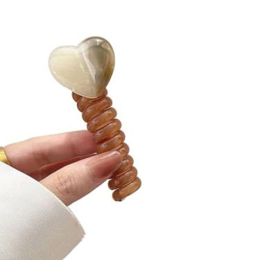 Imagem de Laço de cabelo trançado estilo coreano doce elástico para telefone corda de cabelo coração amor linha telefônica faixa de cabeça menina (cinza)