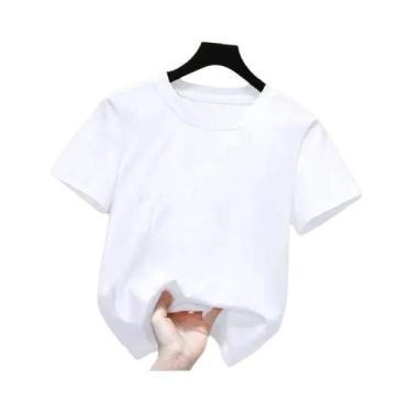 Imagem de Camiseta De Verão Infantil Branca De Algodão 180gsm 2024 Estilo Fofo M