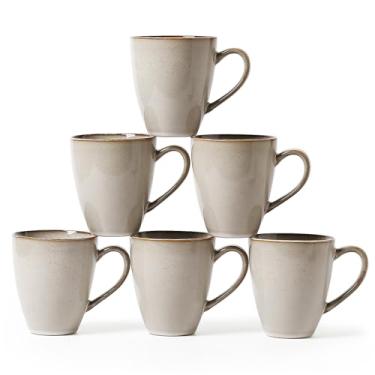 Imagem de MONITO Conjunto de 6 canecas de café de 500 ml, canecas de café grandes de cerâmica, conjunto de canecas de café modernas com alça para chá/latte/cappuccino/leite/cacau, xícaras de chá engraçadas para