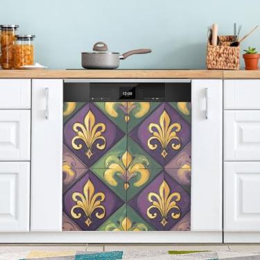 Imagem de ATTX Capa magnética para lava-louças Mardi Gras | Adesivo decorativo de eletrodomésticos de 58 x 66 cm para armários domésticos e eletrodomésticos (103)