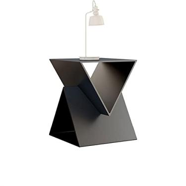 Imagem de Mesa de centro pequena mesa de centro, mesa lateral de metal 3 níveis, mesa de centro quadrada mesa lateral de sofá, mesa de lanche para sala de estar e quarto (B)