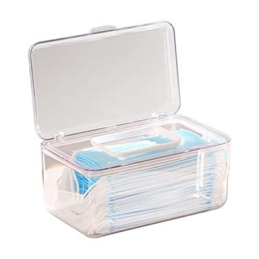 Imagem de Caixa de Armazenamento Máscaras Dispenser Papel Higiênico Mesa com Toalha Mola Pop-up Suporte Banheiro Guardanapo para Quarto Carro Escritório Casa Restaurante Área Recepção