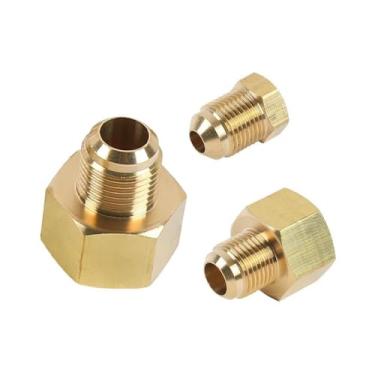 Imagem de 1 peça de tubo de cobre de ar condicionado fêmea-macho SAE flare, adaptador de tubo de rosca 1/4 3/8 1/2 5/8 3/4 Junta redutora de latão (fêmea 3l4 macho 3l8, com porca)