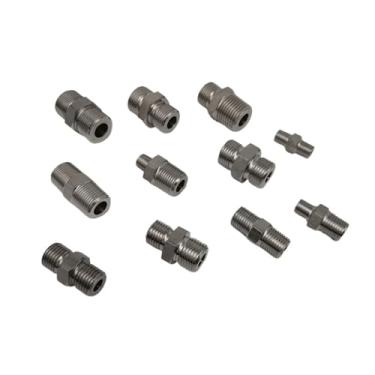 Imagem de 1/20.3 cm 1/10.2 cm 3/20.3 cm 1/5.1 cm BSPT para M8 10 12 14 16 18 20 22 24 26 Metric Male Hex Nipple 304 Encaixe de tubo de aço inoxidável (BSPT DN8-M18X1,5)